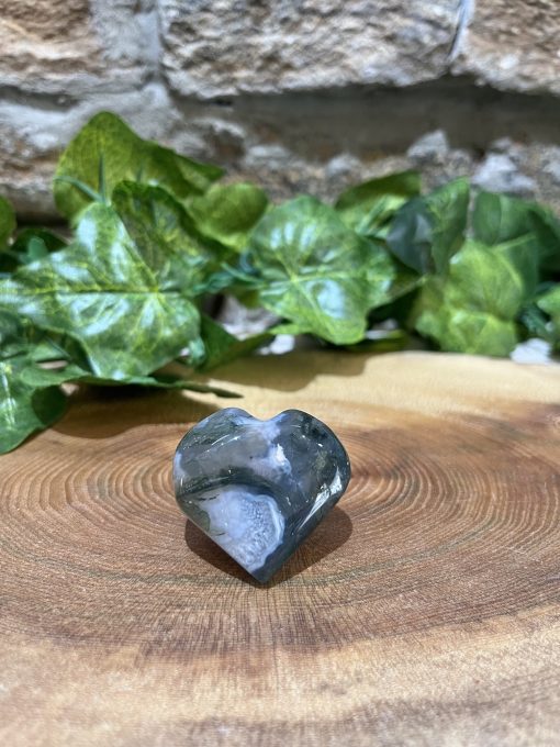 Moss Agate Crystal Puff Heart 3cm