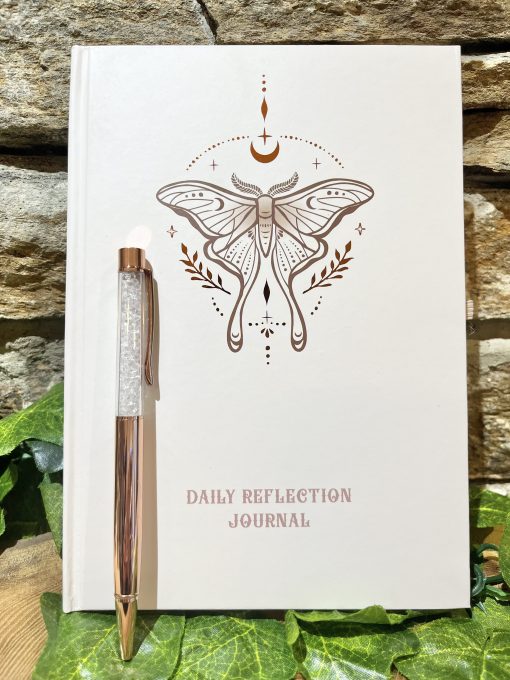 Luna Moth Daily Reflection Journal with Crystal Pen