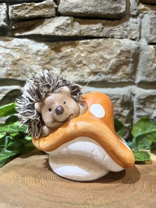 Fluffy Hedgehog On Toadstool Orange