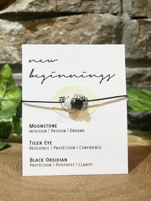 New Beginnings Crystal Bracelet Moonstone Tiger Eye & Obsidian