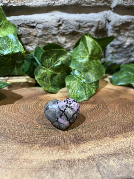 Rhodonite Crystal Puff Heart 3cm